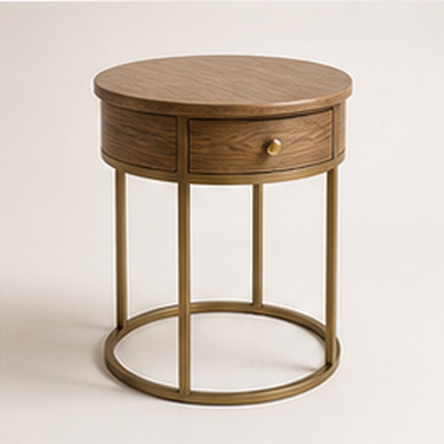 Vintage Round Side Table - Elegant Nightstand & Coffee Table