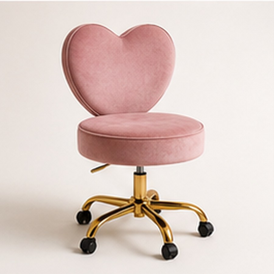 Pink Furniture Heart Chair Sillones Para Manicure Velvet Vanity Chair