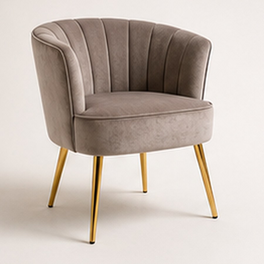 Velvet Accent Chair with Golden Legs - Modern Vanity Chair