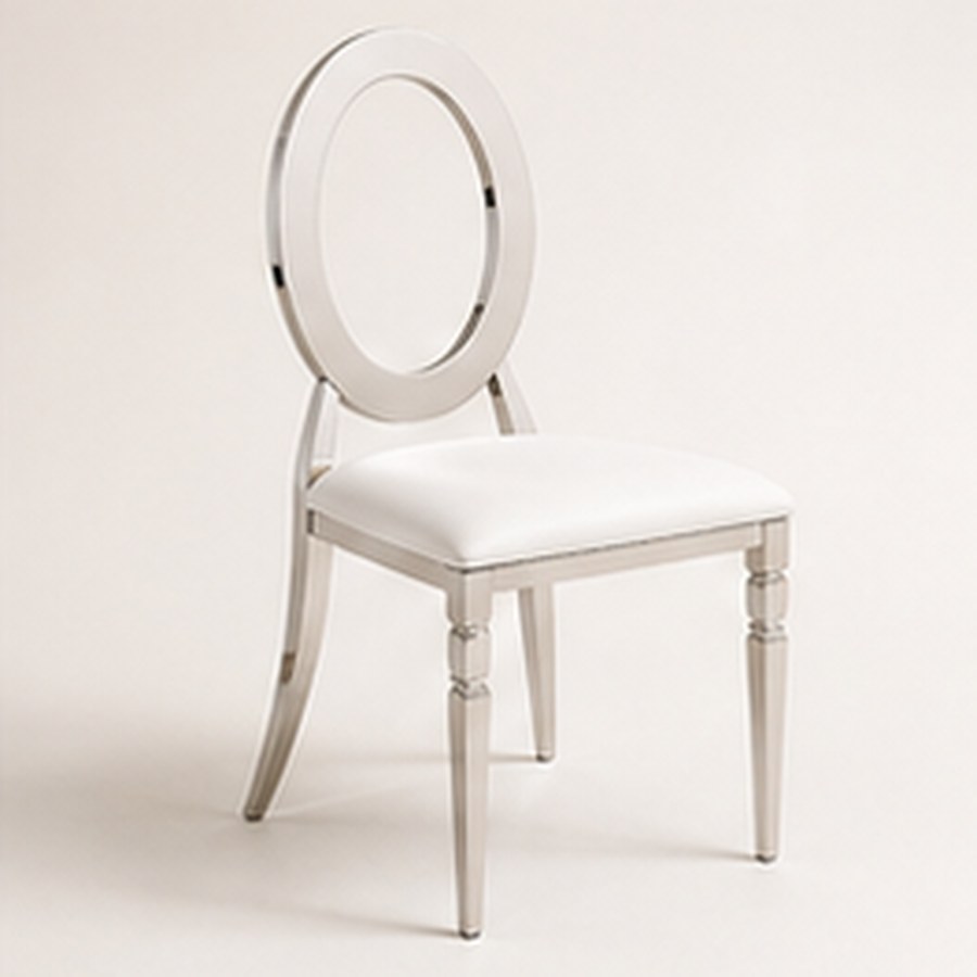 Stainless Steel Oval Back Wedding Chairs for Bride & Groom