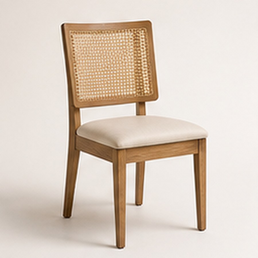 Nordic Modern Solid Wood Rattan Dining Chair for Sale