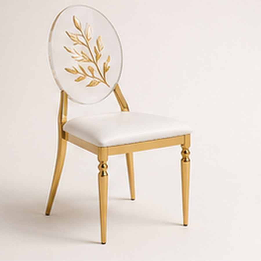 Acrylic Backrest Chair with Leaf Patterns