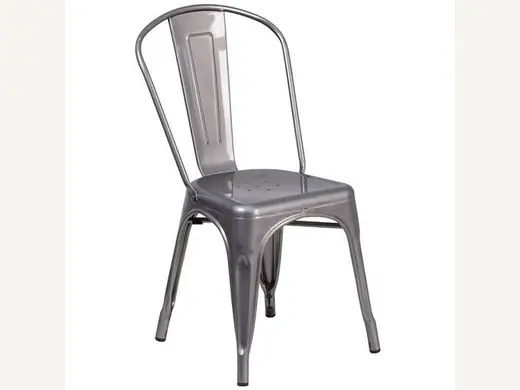 Vintage European Bistro Iron High Back Dining Chair - Black