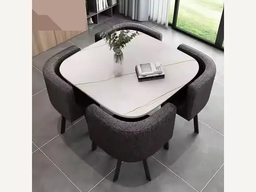 Minimalist 4-Seater Square Dining Table Set for Small Spaces