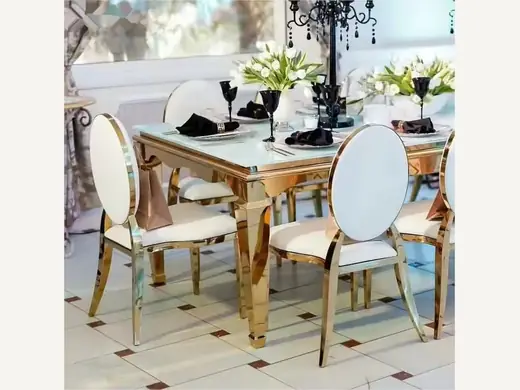 Stackable Stainless Steel Wedding Chairs - Luxury Round Back
