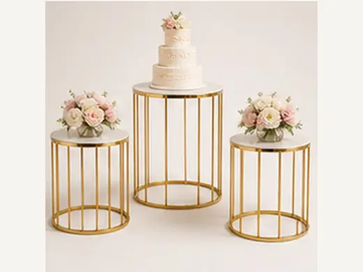 Gold Stainless Steel Round Cake Table Set for Weddings