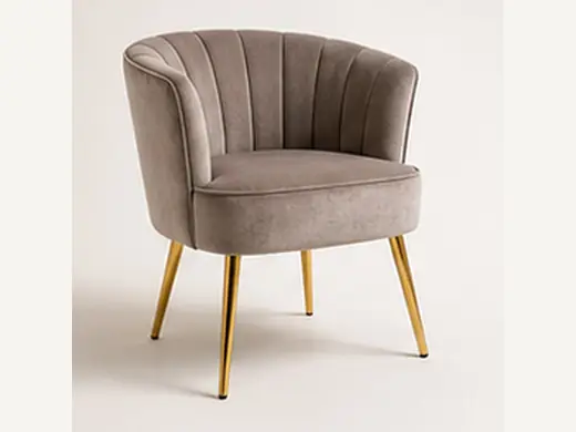 Velvet Accent Chair with Golden Legs - Modern Vanity Chair
