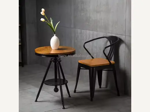 Stylish Black Metal & Wood Dining Chair for Café & Home