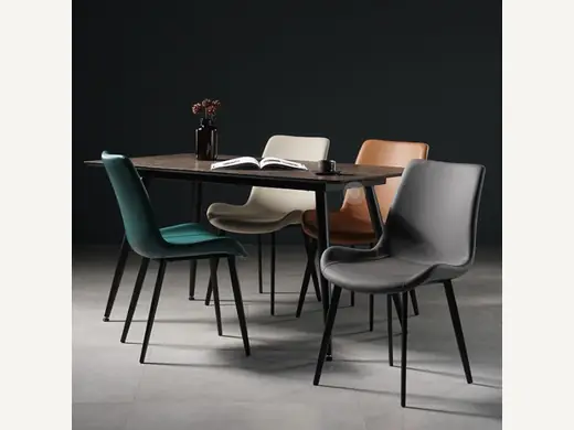 Modern cafe Shar manger design, polyurethane upholstered dining chairs, brown leather
