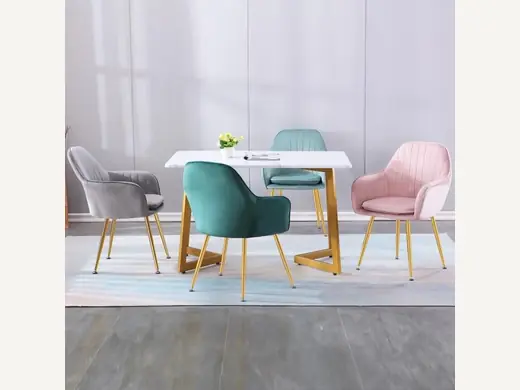 Morden Luxury upholstered tufted accent Chair Living room and dining room furniture Velvet metal leg dining chair