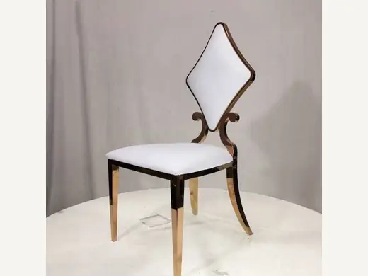 Selling light luxury modern gold stainless steel poker diamond shaped backrest banquet chairs for weddings