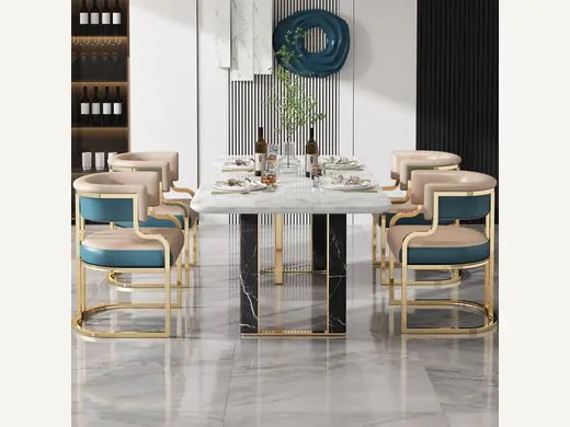New Apartment Lounge Chair Gold Chair Synthetic Leather Stainless Steel Restaurant Hotel Chair