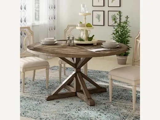 Outdoor rural French dining table, modern designed wooden handicraft legs, used for villa and wedding circular restaurant furniture