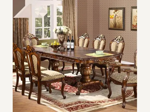 European antique 8-seat and 10-seat wooden solid arc extendable rectangular dining tables