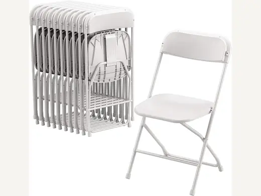 Wholesale portable white resin plastic folding chairs with metal frames, stackable for indoor and outdoor activities, weddings, and living rooms
