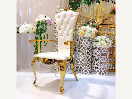 Stainless steel dining tables and chairs for wedding events, hotel parties, and leisure chairs for sale