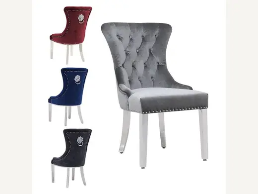 Household furniture, dining room, golden stainless steel velvet upholstered modern dining chair