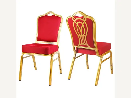 High-quality luxury rental hotel furniture, stackable metal hotel banquet wedding chairs with floral backrests