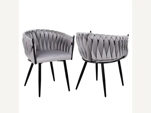 Hot Sale: Wholesale luxury modern fabric rope-woven armchair with metal legs, simple household sofa chair