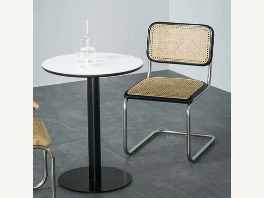 Coffee shop rural dining table and chair, cantilever chair, mesh ergonomic stainless steel vintage dining table and chair