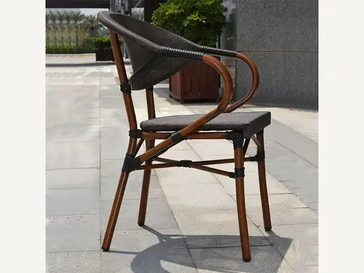 Modern rust-proof and waterproof aluminum French business chair for outdoor dining rooms, cafes, bedrooms, parks, kitchens, patios, and metal furniture