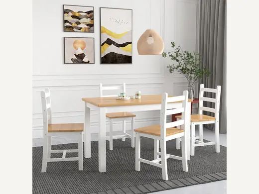 Modern antique-style wooden dining table set for 4 seats
