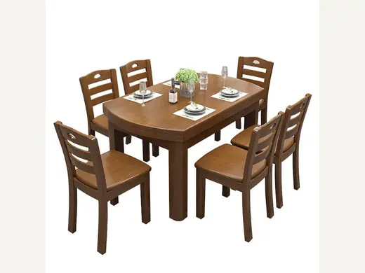 Simple design dining set furniture, rustic style, white dining room set, wooden 4-seater dining table, dining room set