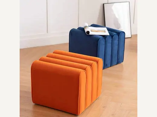 Living room entrance bedroom school modern luxury round footrest solid wood soft cloth color color