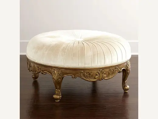 Modern luxury round footstool made of solid wood soft fabric, used for admission to schools or apartments, and for century velvet footstool