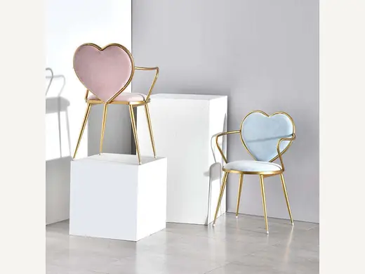 Commercial furniture heart-shaped chair, green velvet dressing table chair, nail trimming chair