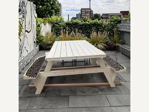 Modern outdoor wooden picnic table and bench set, portable farmhouse and camping easy to assemble