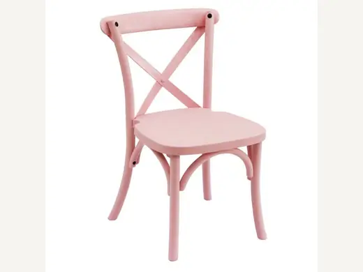Wholesale Solid Wood X Back Chair PP Resin Plastic Children's Stackable Cross Backrest Restaurant Hotel Wedding Party Event Chair