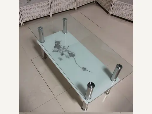 Hotel luxury modern tea corner center table square tempered transparent curved glass coffee table