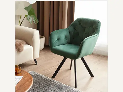 Modern Green Velvet Dining Chair Cooling Luxury Home Furniture Metal Legs Living Room Workshop Home Bar Apartment - Wholesale