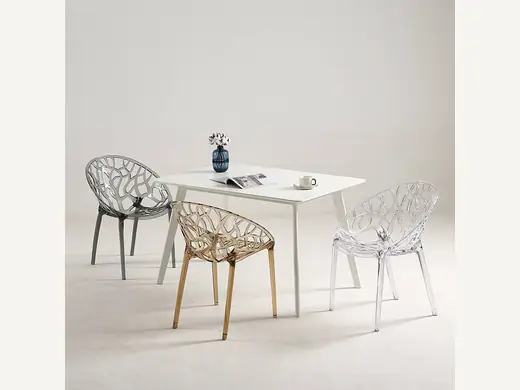 Modern Italian resin banquet chairs, hotel furniture, armless design, PP transparent stackable, suitable for weddings, family offices, living rooms