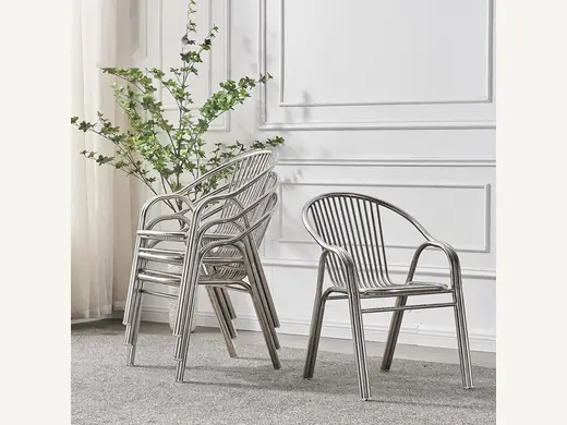 Leisure courtyard furniture, modern and simple, stackable outdoor stainless steel chairs