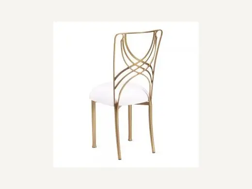 Modern design stainless steel white leather Napoleon chiavari chair gold stackable wedding event chair