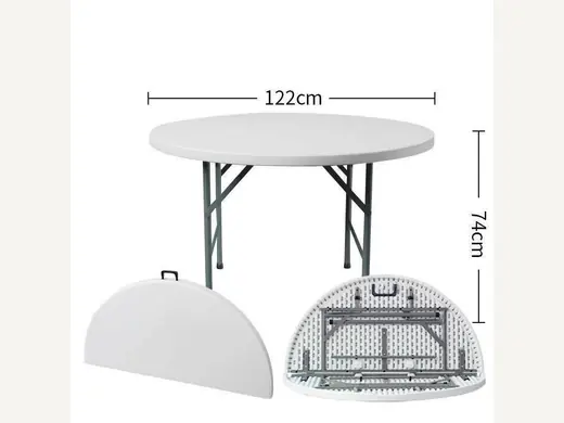 PVT white 6-foot folding party wedding plastic circular folding table