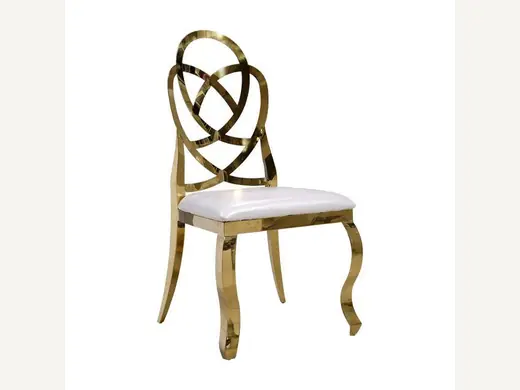 Luxury Modern Metal Party Chair Gold Dining Furniture White PU Stainless Steel Banquet Chair