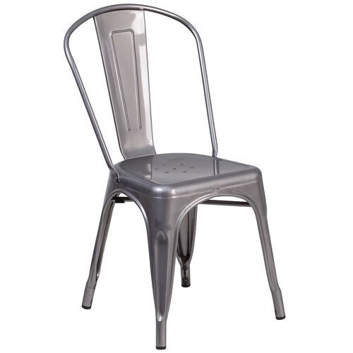 Vintage European Bistro Iron High Back Dining Chair - Black