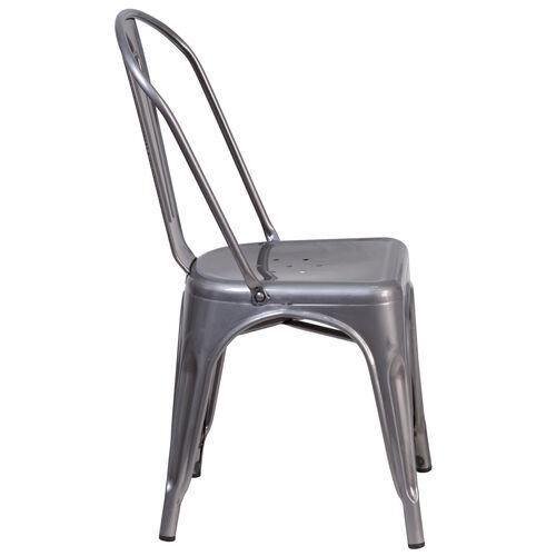 Vintage European Bistro Iron High Back Dining Chair - Black image 2