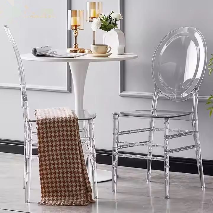 Colorful Stackable Acrylic Wedding Dining Chairs for Events image 2