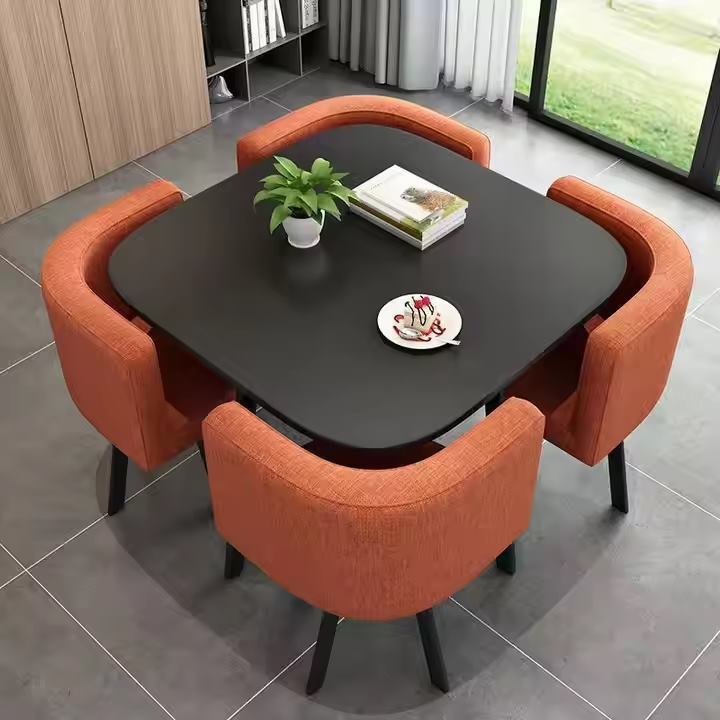 Minimalist 4-Seater Square Dining Table Set for Small Spaces image 2