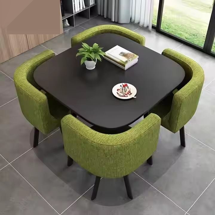 Minimalist 4-Seater Square Dining Table Set for Small Spaces image 3
