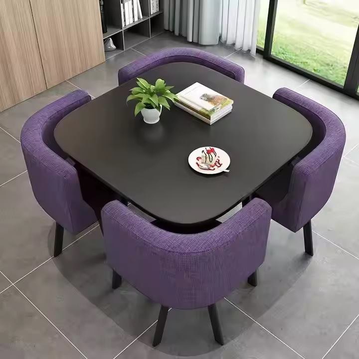 Minimalist 4-Seater Square Dining Table Set for Small Spaces image 4