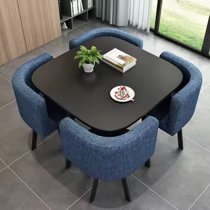 Minimalist 4-Seater Square Dining Table Set for Small Spaces image 5