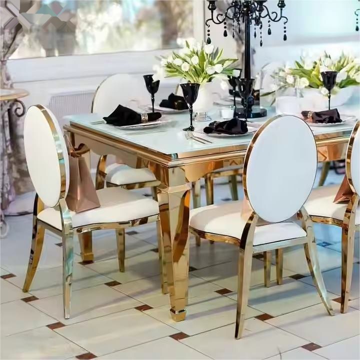 Stackable Stainless Steel Wedding Chairs - Luxury Round Back