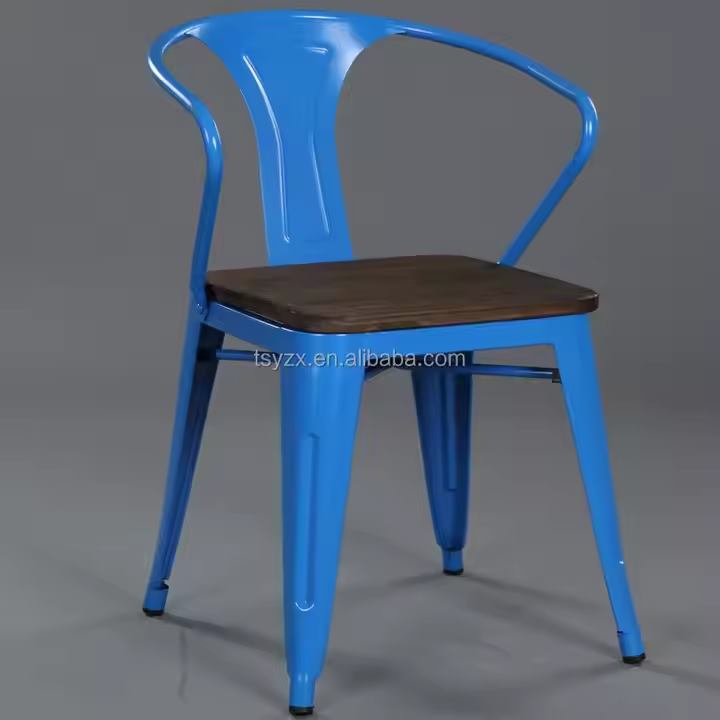 Stylish Black Metal & Wood Dining Chair for Café & Home image 2