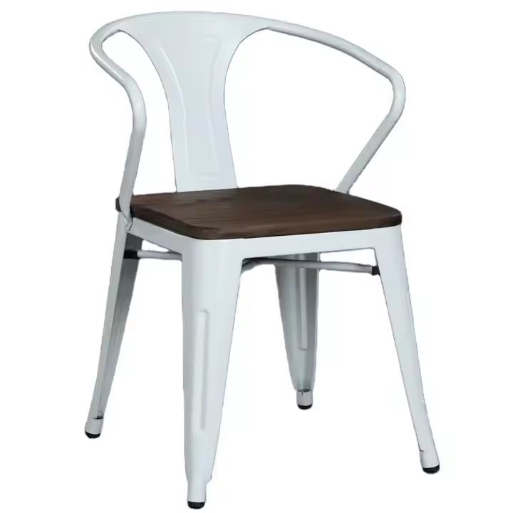 Stylish Black Metal & Wood Dining Chair for Café & Home image 3