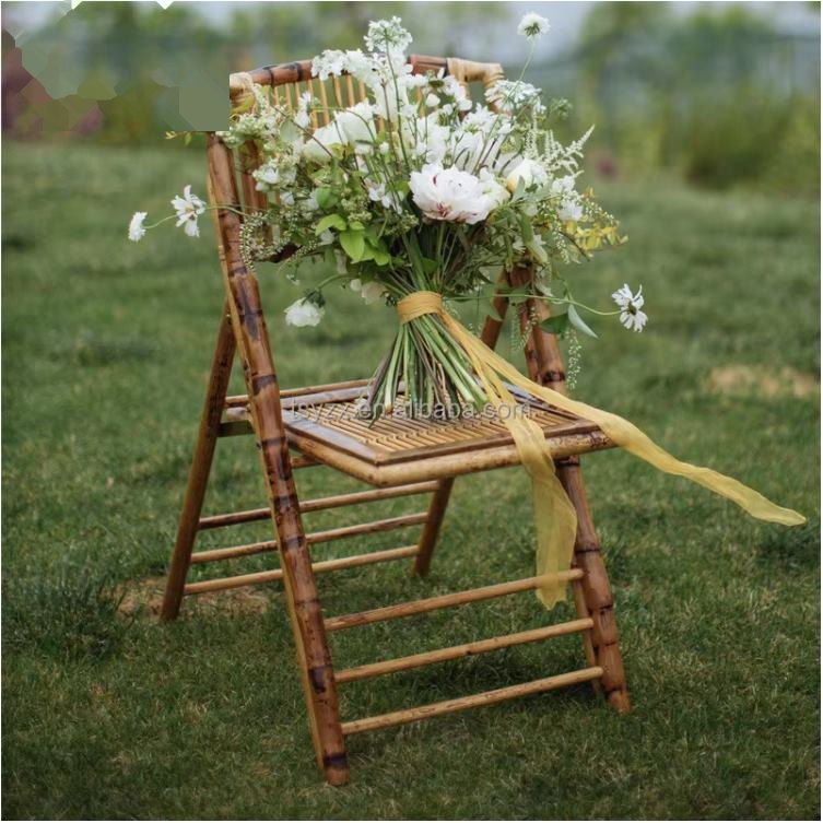 New Process Folding Chair Natural Bamboo for Outdoor Dining Events Countryside image 2